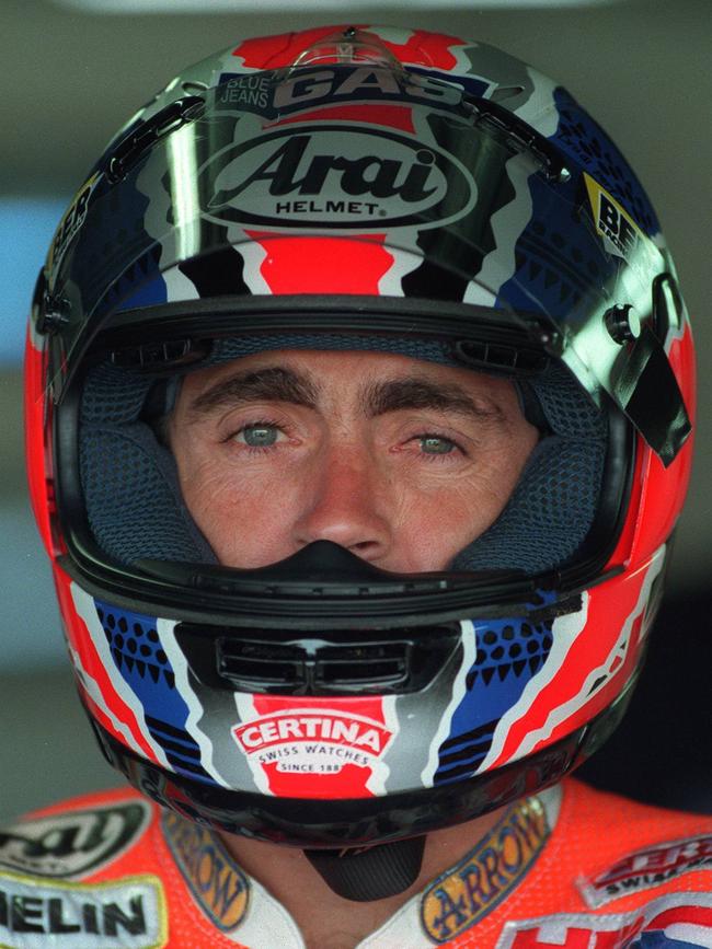 Mick Doohan before practice in 1998 at Phillip Island.