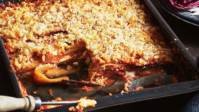 David Herbert’s eggplant parmigiana. Picture: Guy Bailey