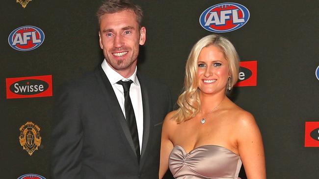 Former AFL footballer Shane Tuck with wife Katherine in the 2012 Picture: Getty Images