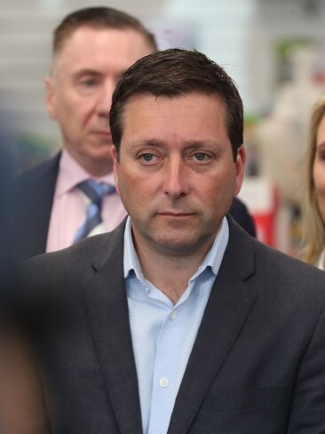 Opposition Leader Matthew Guy remained positive about the poll results. Picture: David Crosling.