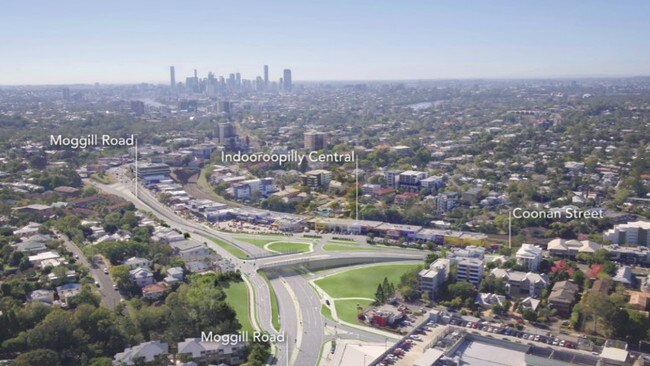 Aerial view of the new intersection.