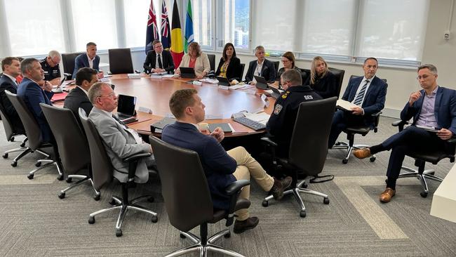 Premier Peter Malinauskas at a meeting of the Emergency Management Council. Picture: state government