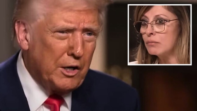 Mr Trump speaking to Fox Business host Maria Bartiromo. Her face is not ... giving zen? Is that a sentence? Is that how the young people talk now? Just an old man, here, struggling to stay relevant. Picture: Fox News