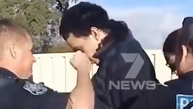 A SA Police officer was involved in an incident while arresting an alleged vandal. Picture: 7News.