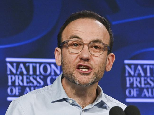 CANBERRA, Australia - NewsWire Photos - August 28, 2024: Adam Bandt, Australian Greens Leader addresses the National Press Club of Australia in Canberra on "The Greens' plan to take on corporate greed and build a better life for all of us". Picture: NewsWire / Martin Ollman