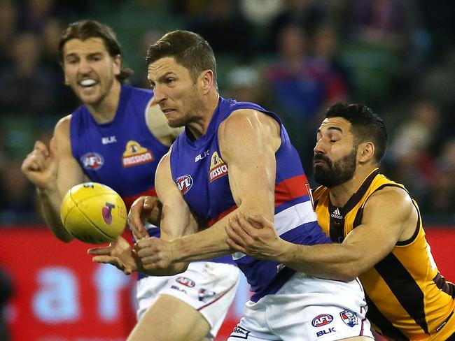 Western Bulldogs veteran Matthew Boyd had 19 disposals. Picture: George Salpigtidis