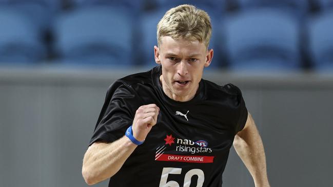 Draft bolter Joe Richards tests at the Victorian State Combine. Picture: Martin Keep/AFL Photos