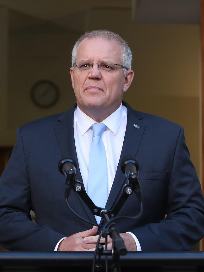 Prime Minister Scott Morrison speaking to reporters after visiting the Govenor General to call an election for May 18, 2019 