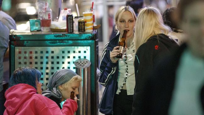 A group of women on Russell St in Melbourne’s CBD. Picture: David Geraghty