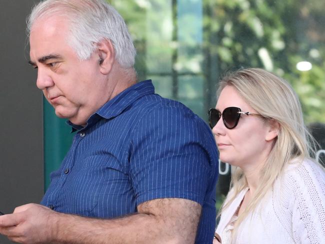 NO BYLINE Kon Petropoulos and his wife Liudmila Petropoulos leaving the  Geelong Magistrates Courtrooms today. Picture: Peter Ristevski NO BYLINE