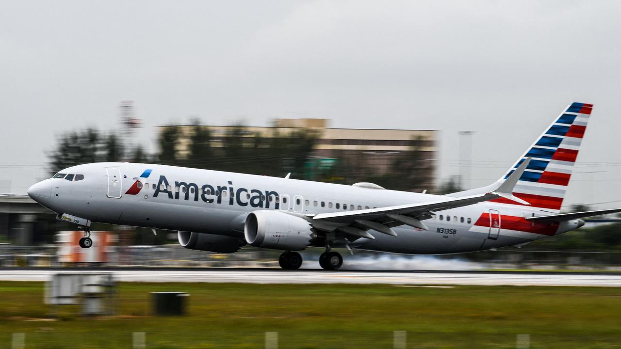 American Airlines said the woman was restrained ‘for the safety and security of other customers and our crew’. Picture: Chandan Khanna/AFP