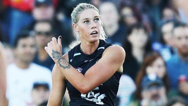 Carlton AFLW star Tayla Harris is also a talented boxer. Picture: Getty Images
