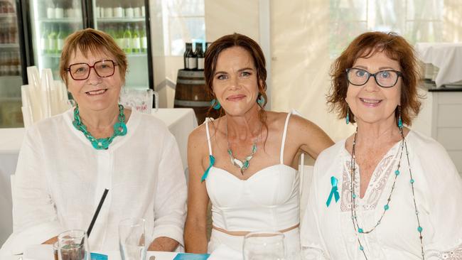 Dawn Tronc, Jo Tronc and Wendy Bettridge at the Touch of Teal Soiree for the Trudy Crowley Foundation at the Mantra at the Harbour on Friday, September 8. Picture: Michaela Harlow