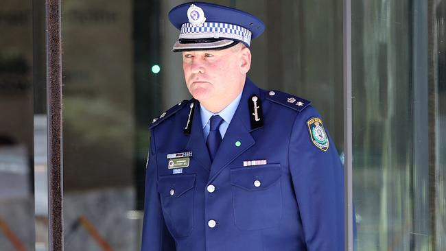 Superintendent Anthony Bell pictured leaving Lidcombe Coroners Court. Picture: NCA NewsWire / Damian Shaw