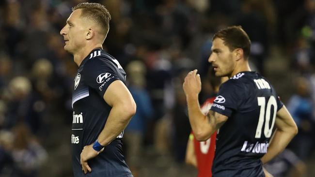 Besart Berisha and James Troisi were upset after the game, but at least they aren’t learning a new definition of pain and suffering in the Sarlacc Pit’s belly, being slowly digested over a thousand years... Picture: Getty Images