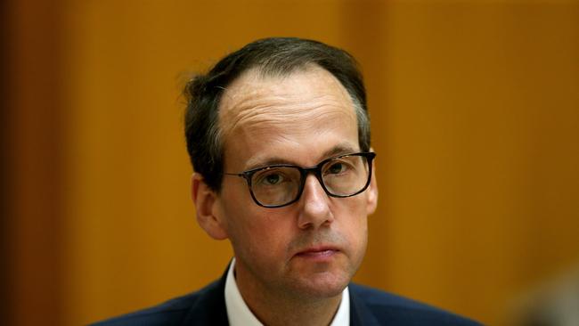 ASIC Chair James Shipton appearing at a House of Representatives standing committee on Economics, at Parliament House in Canberra. Picture Kym Smith