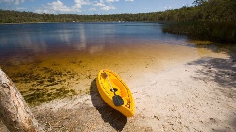 Take a dip or canoe in Brown Lake. Picture: North Stradbroke Island Accommodation.