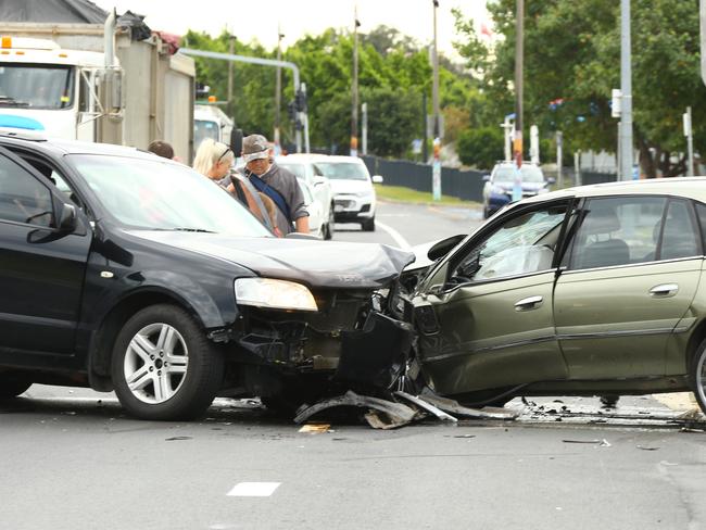 Two cars have collided at Southport. Photo: David Clark