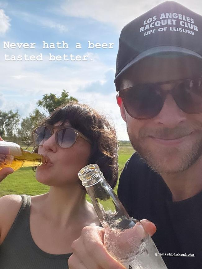 Zoe Foster-Blake and Hamish Blake enjoy a beer in the Top End. Picture: Instagram/ Zoe Foster-Blake