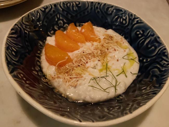 Tapioca pudding with toasted coconut, clementine and lime at Golden Boy