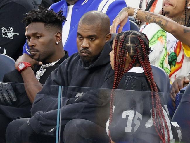 Antonio Brown, Kanye West and North West seen at the Super Bowl. Picture: Steph Chambers/Getty Images/AFP