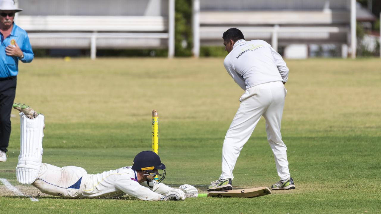 Brandon Walker safe for Northern Brothers Diggers against University in Harding-Madsen Shield cricket round 10 at Rockville Oval, Saturday, December 5, 2020. Picture: Kevin Farmer