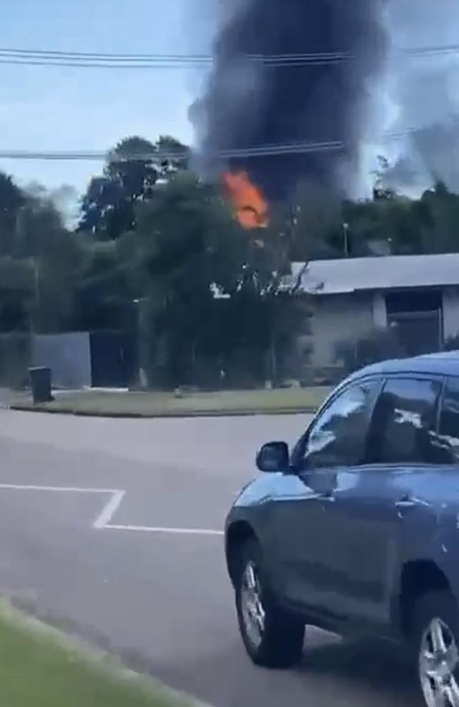 A house was engulfed by flames on Jingili Tce, Jingili on April 23, 2024 at about 2.41pm. Picture: Geni Andrew Pearce