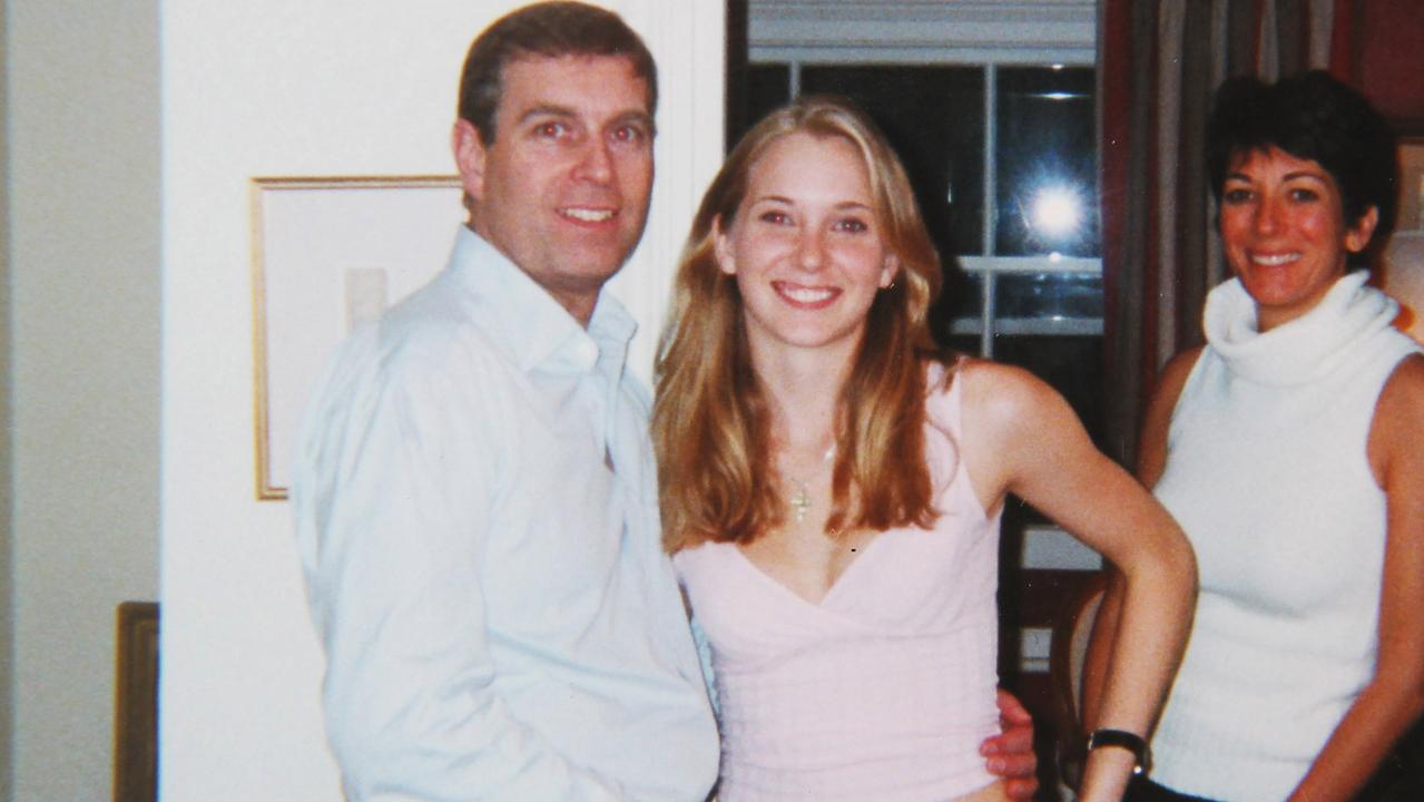 Prince Andrew and Virginia Giuffre, then known as Virginia Roberts, at Ghislaine Maxwell’s (right) London apartment. Picture: Shutterstock