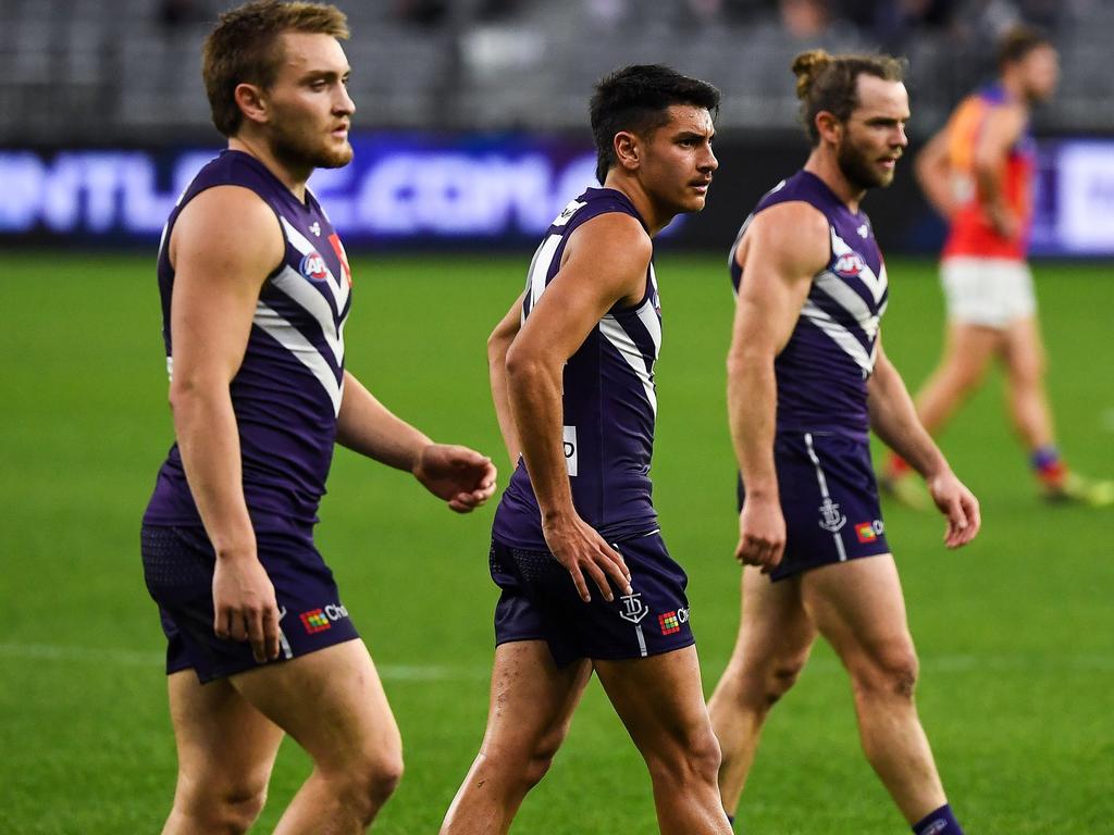 The Dockers haven’t played finals since 2015 and now face an uphill battle to break their drought this season. (Photo by Daniel Carson/AFL Photos via Getty Images)