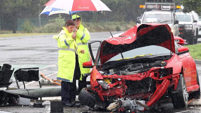 The accident happened on the corner of Hargreaves and Manly roads at Wakerley. Picture: Liam Kidston.