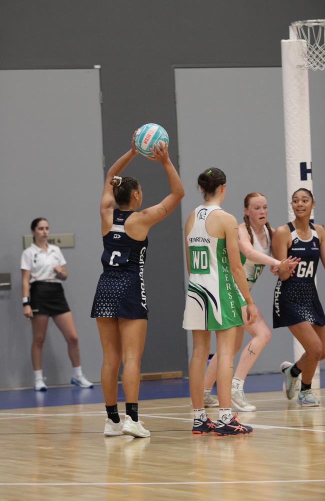 QISSN 2024 division one grand final - Canterbury College v Somerset College. Pictured: C Aaliyah Frescon-Sheppard with the ball
