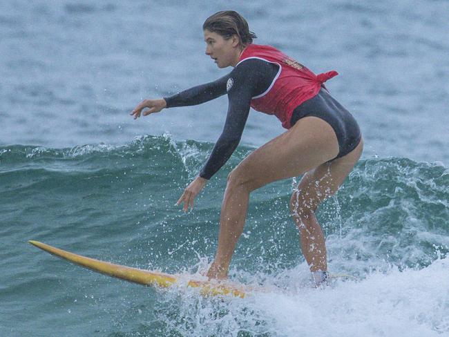 Early Saturday heats of The Burleigh Heads Boardriders Single Fin Festival. Picture: Glenn Campbell