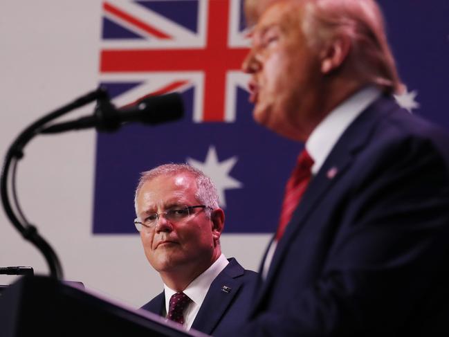 Australian Prime Minister Scott Morrison and his wife Jenny visit Australian businessmen Anthony Pratt's new Recycling plant in Ohio along with American President Donald Trump on Sunday, September 22, 2019. Picture: Adam Taylor