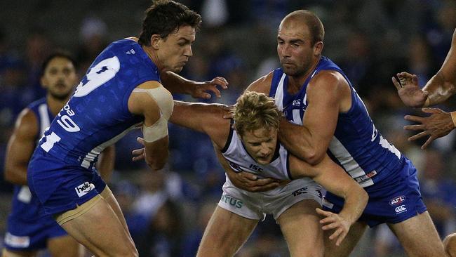 Mick McGuane says Ben Cunnington needs greater spread in his game. Picture: AAP Image/Hamish Blair. 