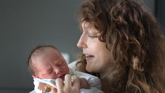 New mum Hannah Martin and baby Soren who is part of Victoria’s baby boom. Picture: NCA NewsWire/David Crosling