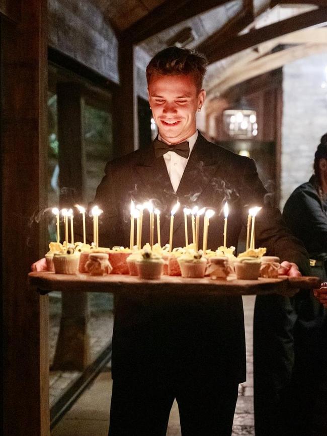Romeo Beckham carried out birthday cupcakes to his celebrate his dad. Picture: Instagram