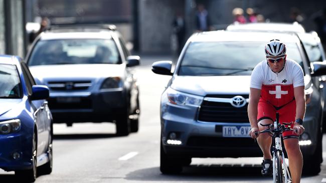 New data is indicating Victorian cyclists are at risk on the road. Picture: Steve Tanner