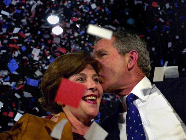 George W. Bush with wife Laura. Bush was one of the big winners of 2000.