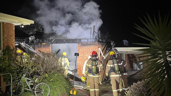 A unit was damaged by fire in Lilydale on Saturday night. Picture: Lilydale CFA Fire Brigade Facebook page