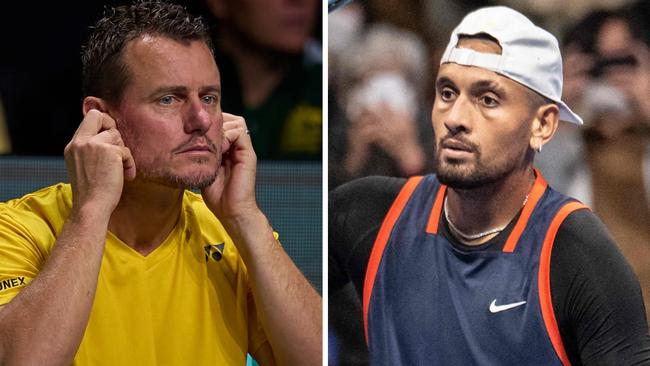 Lleyton Hewitt and Nick Kyrgios. Photo: Fran Santiago/Getty Images and Yuichi YAMAZAKI / AFP.