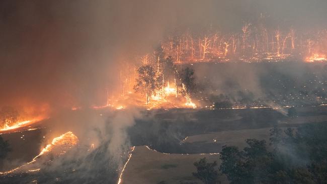 Dry conditions have fuel the fire. Picture: Air Attack/ Victorian State Government