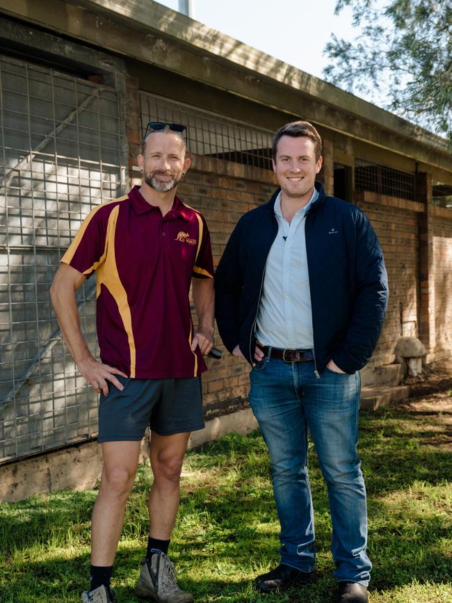 Labor candidate for Robertson Dr Gordon Reid and Kincumber Roos President Scott Baker at Frost Reserve.