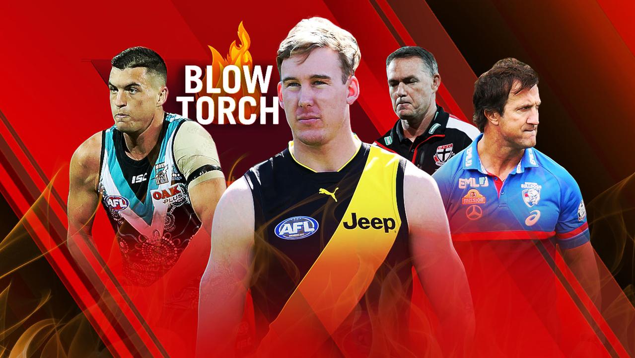 The Fox Footy Round 1 Blowtorch: Tom Rockliff (Port Adelaide), Tom Lynch (Richmond), Alan Richardson (St Kilda), Luke Beveridge (Western Bulldogs).