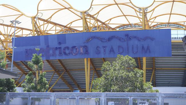 The metricon branding has been removed from Carrara's Metricon stadium ahead of its renaming for the next AFL season. Picture by Richard Gosling