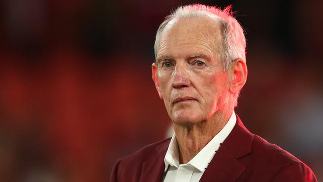 BRISBANE, AUSTRALIA - NOVEMBER 18: Maroons coach Wayne Bennett looks on after winning game three of the State of Origin series between the Queensland Maroons and the New South Wales Blues at Suncorp Stadium on November 18, 2020 in Brisbane, Australia. (Photo by Chris Hyde/Getty Images)