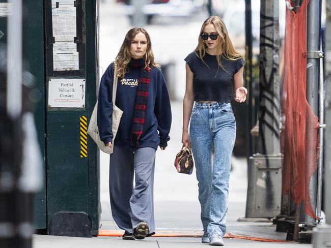 Olivia DeJonge (left) and Sophie Turner in New York on September 27. Picture: Gotham/GC Images