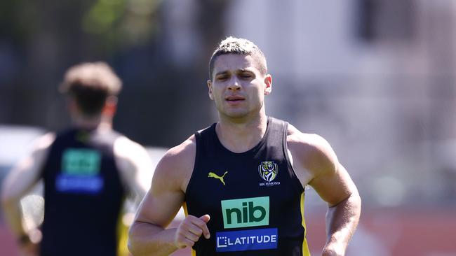 MELBOURNE. 29/11/2021. Richmond AFL training at Punt Road Oval. Dion Prestia back at training after recovering from Covid … Photo by Michael Klein.