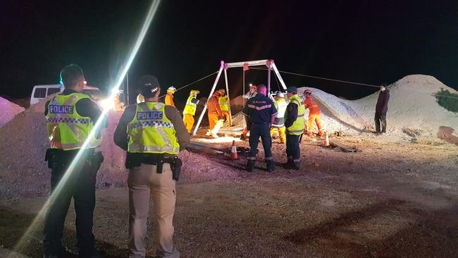 A man has had a lucky escape after he fell down a mine shaft at Coober Pedy overnight. Picture: Coober Pedy Police.