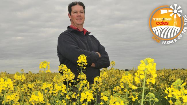 Keen to learn: Ben Beck in a canola crop on his farm at Downside, near Wagga Wagga in southern NSW. Picture: James Wagstaff