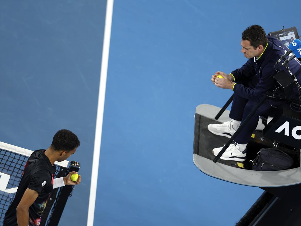 Sixth seed Felix Auger-Aliassime has called the balls at this year’s Open “terrible”. (Photo by Darrian Traynor/Getty Images)